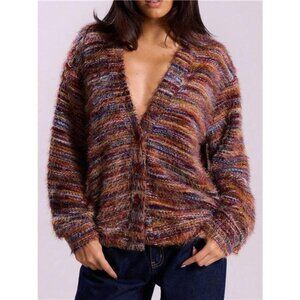 Chunky Knit V-Neck Button-Up Cardigan